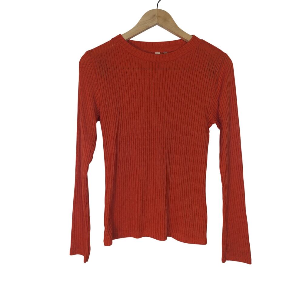 Pilcro Anthropologie Orange Sheer Layering Long Sleeve Top